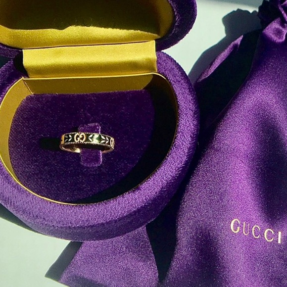 NWT GUCCI 18K Yellow Gold and White Enamel Icon Blooms Ring size 8 - Picture 8 of 13